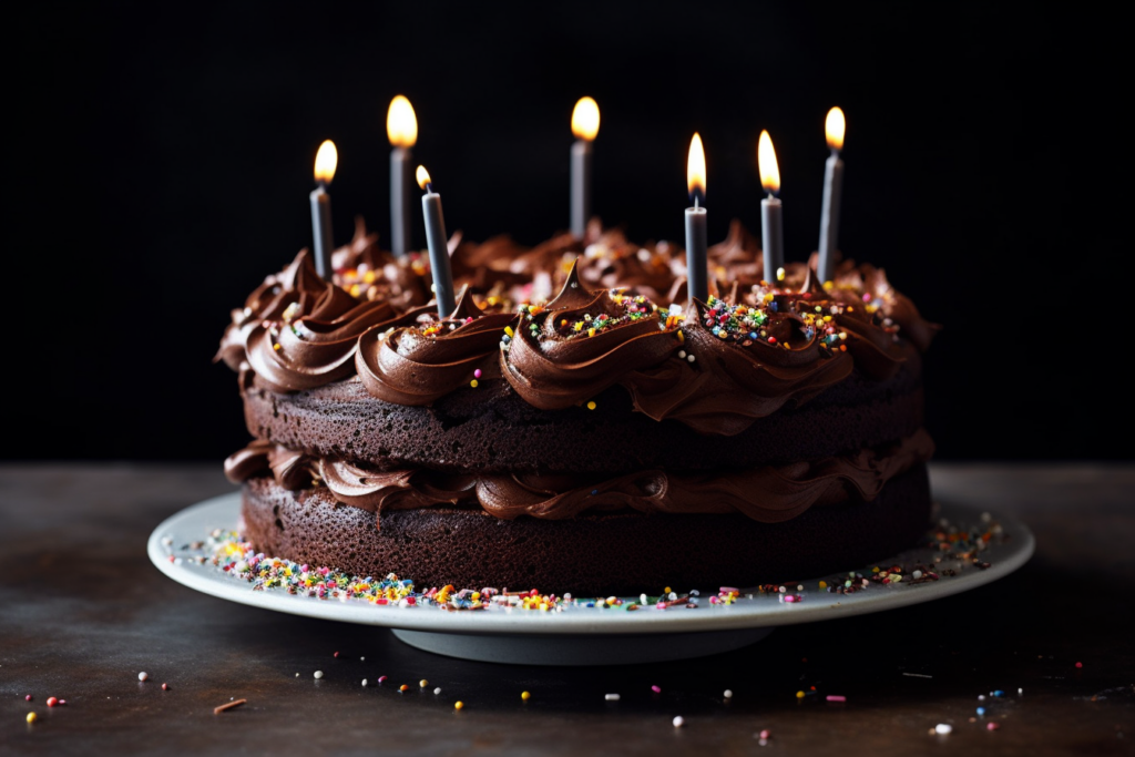 A decadent chocolate birthday cake